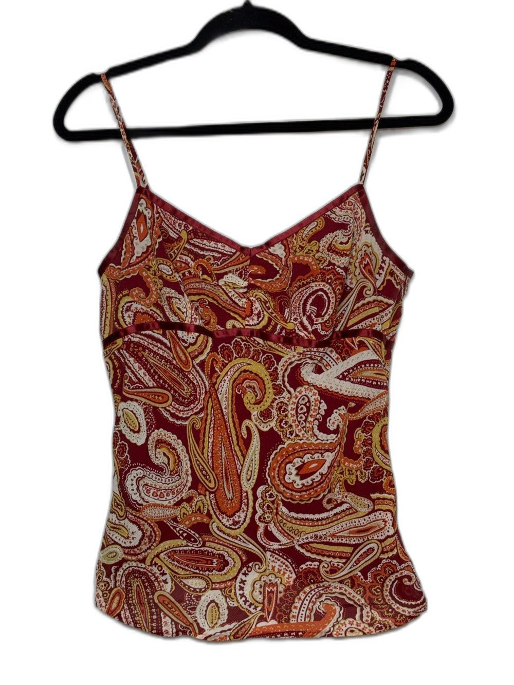 Vintage 2000s Ann Taylor Burgundy Paisley Cami Top